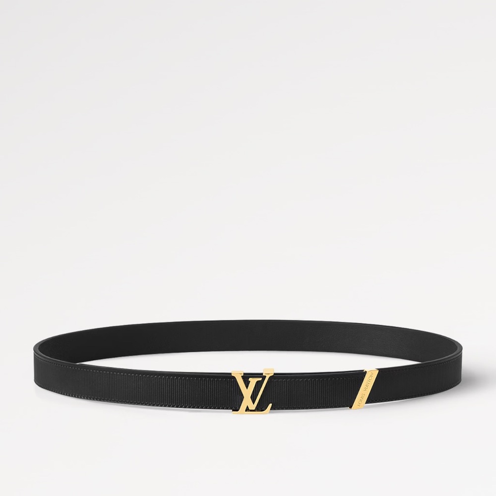Louis Vuitton Black Belt with Gold LV Buckle